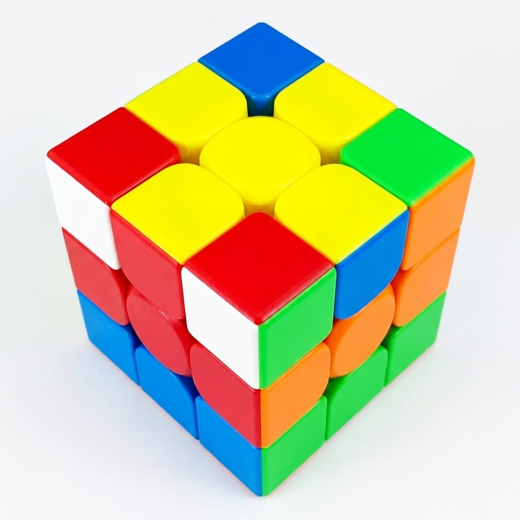 Krok 4 układania kostki 3x3 — żółty krzyż na górnej ścianie kostki MoYu