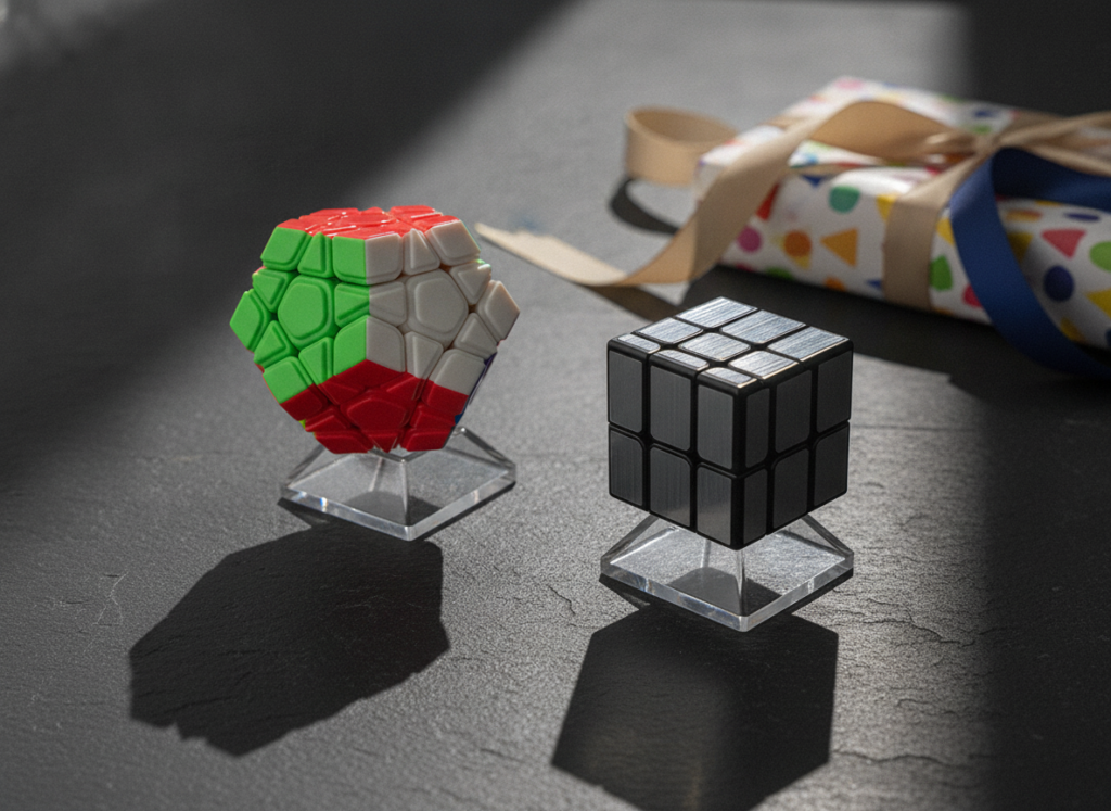 Zestaw MoYu Megaminx i Mirror Srebrna na podstawkach – idealne prezentowe duo