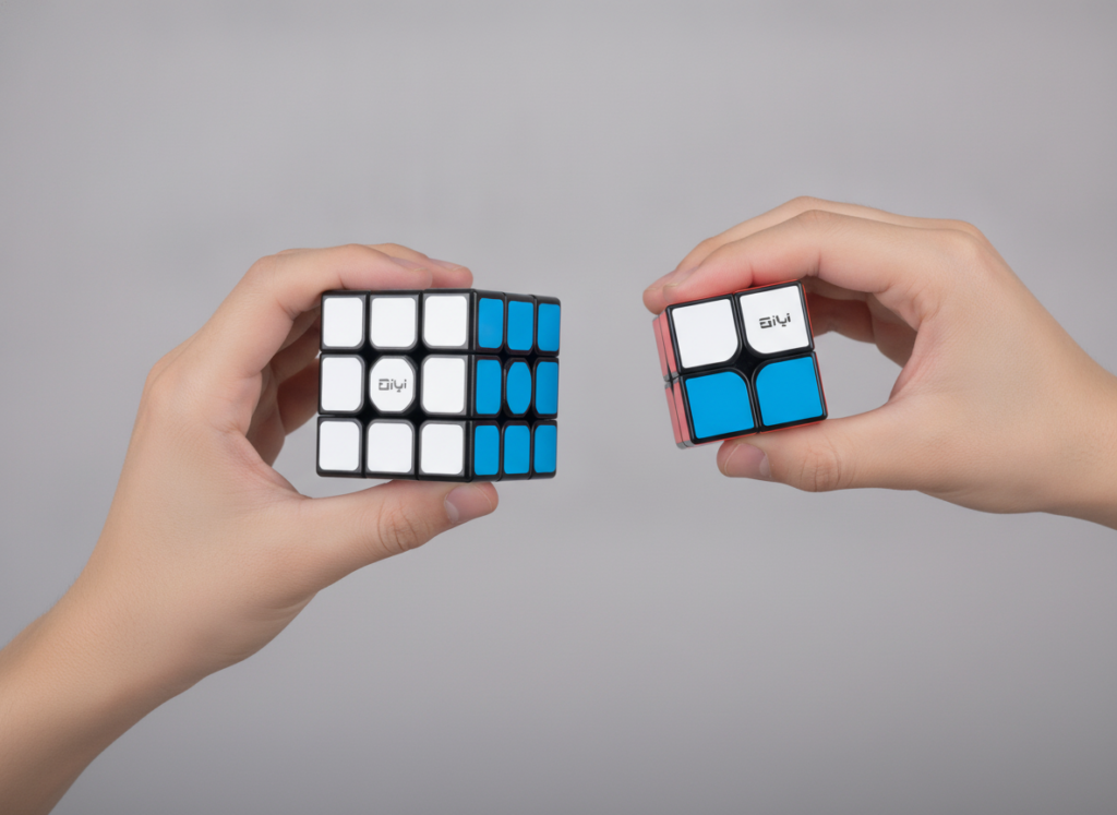 Porównanie kostki 2x2 i 5x5 z zestawu MoYu QiYi – różne formaty