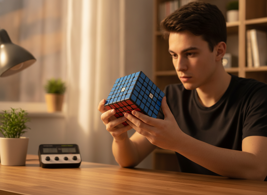 Kostka logiczna QiYi 6x6x6 podczas treningu speedcubingowego
